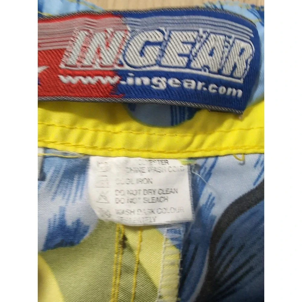 Mens Ingear Swim Yellow Floral  Blue Swim Shorts Trunks New XL Youth Small Men's